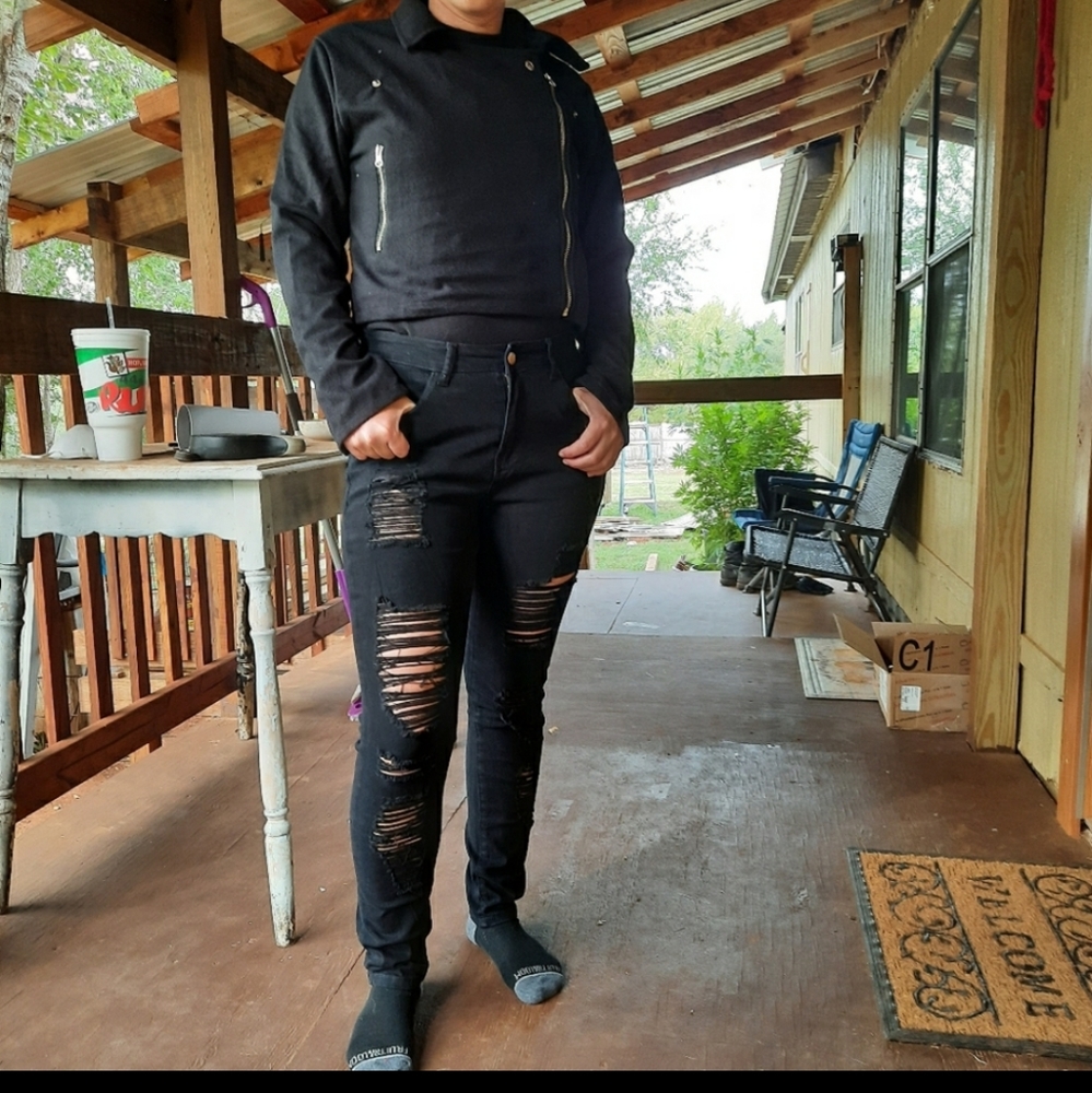 Final Price Biker motto fleece zipper jacket - Picture 2 of 4